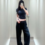 Correct version A** Jisoo Kim Ji-soo's same style sports fitness yoga quick-dry pants casual straight wide-leg pants