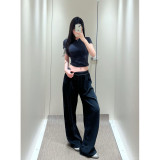 Correct version A** Jisoo Kim Ji-soo's same style sports fitness yoga quick-dry pants casual straight wide-leg pants