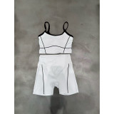 Summer new style nude-feel padded outerwear bra with contrasting color straps, shorts, and yoga outfit for women