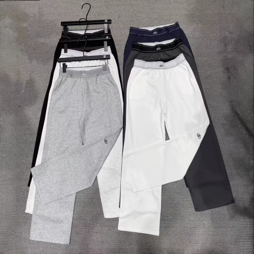 Spring casual sports sweatpants for women, high-waisted wide-leg pants with ribbons, loose-fitting, slimming, and drapey casual pants