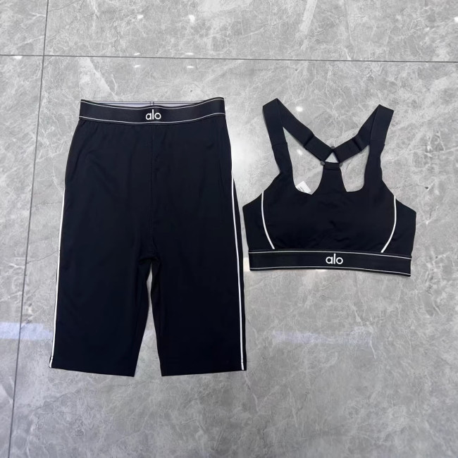 aIo American-style Pilates bra training fitness outfit for women, high-waisted butt-lifting sports tank top and shorts two-piece set