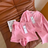 New Year's Cross-Border Sweatshirt Set, Round Neck Long Sleeve Loose Fit Couple Sweatshirt Set, Solid Color Simple Style Versatile