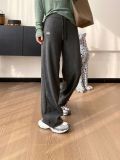 In-stock knitted casual loose drapey pants, comfortable and loose, slimming, versatile high-waisted wide-leg pants