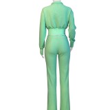 HR24065 European and American casual women's clothing, best-selling cross-border item, waffle knit waist-cinching long-sleeve suit