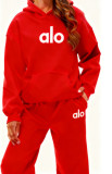 New cross-border women's clothing: hooded fleece-lined autumn and winter sweatshirt and sweatpants, fashionable casual letter-print multi-color set