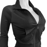 HR24066 European and American women's clothing, sporty casual tight-fitting zippered low-waist flared fleece-lined suit