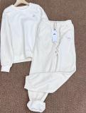 In stock: 2025 Fall/Winter fleece-lined crew neck sweatshirt + fleece-lined drawstring cuffed long pants, warm and versatile