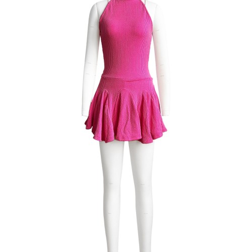 HR24021 European and American women's clothing, high-stretch fabric, twisted strap sleeveless dress (with safety shorts)
