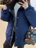 In stock: 2025 Winter Korean niche brand Banaijia stand-collar down jacket for women, casual loose fit, same style as Zhang Ruonan