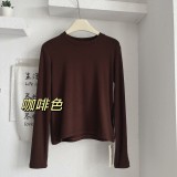 Korean egg eggjia 2024 spring collection wool knitted base shirt T-shirt for women, versatile top with long sleeves and V-neck