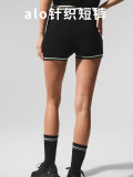 In-stock knitted shorts for women, summer casual letter-print sports running fitness yoga high-waisted three-quarter pants