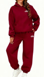 New cross-border American-style women's clothing, hooded fleece-lined autumn and winter sweatshirt and sweatpants, casual letter-print multi-color set