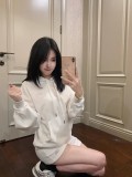 In stock 2025 Spring/Autumn model, three-dimensional logo sports drawstring hooded sweatshirt, loose and casual, same style as Kim Ji-soo
