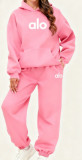 New cross-border women's clothing: hooded fleece-lined autumn and winter sweatshirt and sweatpants, fashionable casual letter-print multi-color set