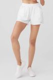 In-stock short half-zip jacket with exposed navel and stand-up collar, sports casual woven pullover jacket for women + shorts