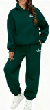 New cross-border American-style women's clothing, hooded fleece-lined autumn and winter sweatshirt and sweatpants, casual letter-print multi-color set