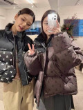 In stock 2025 winter warm stand-up collar embroidered patchwork RR full-print down jacket casual versatile sweet cool style coat
