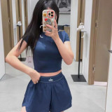 Sports and fitness yoga wear short-sleeve blouse T-shirt, summer women's short cropped top, breathable and comfortable