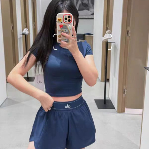 Sports and fitness yoga wear short-sleeve blouse T-shirt, summer women's short cropped top, breathable and comfortable