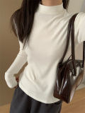 In stock 2025 Spring/Autumn egg pullover top, thin high-neck solid color slim-fit base shirt, versatile, slimming, casual style