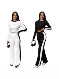 Y71635 Cross-border 2026 Spring and Autumn New Casual Sports Suit for Women, Embroidered Wide-Leg Trousers Two-Piece Set