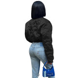 HR23092 European and American women's clothing, cross-border supply, star-embossed thumb-snap padded thick warm jacket