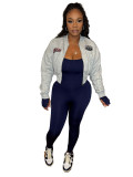 HR25061 European and American fashion women's fleece sweatshirt casual sports zip-up embroidered baseball jacket for women