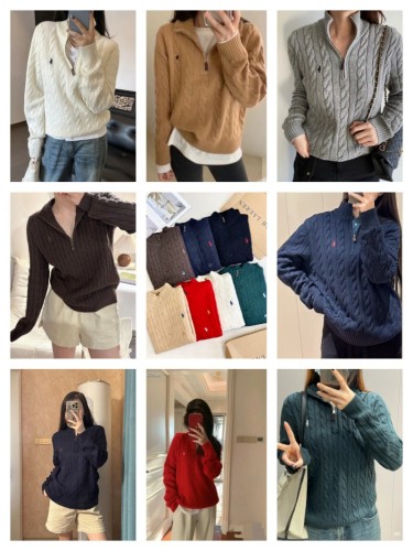 In stock: 2025 Fall/Winter new model RL Ralph Lauren half-zip turtleneck knit pullover with pony embroidery