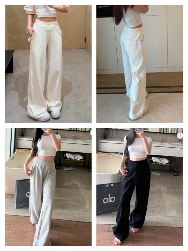 In stock 25 spring-summer new style patchwork knitted wide-leg pants, casual versatile, relaxed drape casual pants