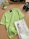 Premium authentic silver label logo candy-colored simple short-sleeve women's loose versatile casual T-shirt 2025 summer