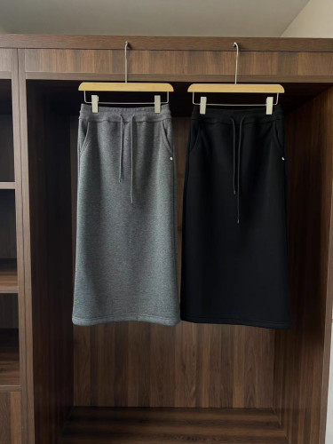 In stock 2025 autumn egg high-waisted drawstring A-line straight mid-length skirt, new early autumn half-skirt, loose, slimming, versatile