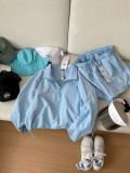 Summer high-waisted sun protection suit with stand-up collar, loose-fitting short sun protection clothing for women, outdoor sun protection long-sleeve UV protection