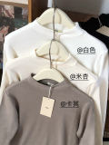 In stock 2025 Spring/Autumn egg pullover top, thin high-neck solid color slim-fit base shirt, versatile, slimming, casual style