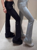 Summer straight-leg casual long pants, wide-leg yoga sports relaxed drawstring flared slim-fit pants, comfortable and loose