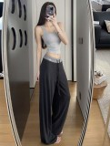2025 Autumn Collection Wide-Leg Pants, Color-Block Casual Trousers, Loose Fit with Drawstring, Knitted, Draped, Comfortable and Skin-Friendly