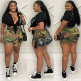 HR23022 European and American fashion women's clothing cross-border supply camouflage irregular skirt-pants (single pants link)