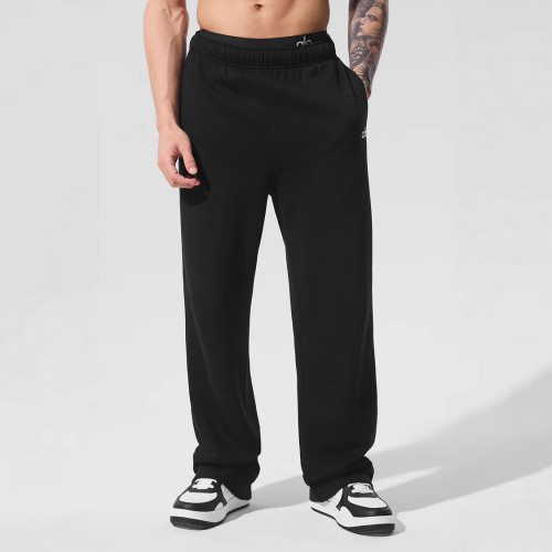 aL yoga 3D logo sports pants, fleece-lined, loose casual sweatpants, windproof and warm straight-leg trousers
