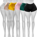 HR25031 European and American fashion women's elastic satin glossy hot pants shorts (fixed price, no price changes)