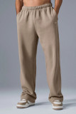 aL yoga 3D logo sports pants, fleece-lined, loose casual sweatpants, windproof and warm straight-leg trousers