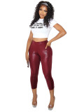 HR25068 European and American fashion women's clothing, gold-embossed stretchy bodycon shorts, women's capri pants (fixed price)