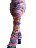 HR23113 European and American fashion women's clothing, colorful striped fluffy personalized furry stacked pants