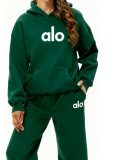 New cross-border women's clothing: hooded fleece-lined autumn and winter sweatshirt and sweatpants, fashionable casual letter-print multi-color set