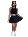 HR25030 European and American fashion women's clothing sleeveless crop top + pleated short skirt sports fashion set