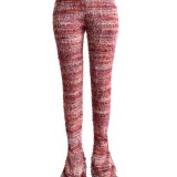 HR23113 European and American fashion women's clothing, colorful striped fluffy personalized furry stacked pants