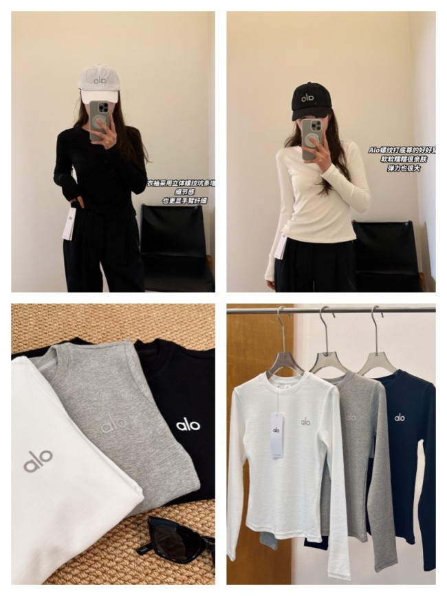 In stock 2025 Spring/Autumn ribbed long-sleeve round-neck base shirt, soft and skin-friendly, casual, versatile, slimming
