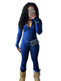 HR24066 European and American women's clothing, sporty casual tight-fitting zippered low-waist flared fleece-lined suit