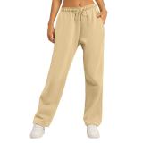 Cross-border e-commerce Amazon 2025 European and American unisex solid color casual loose fleece-lined high-waisted sweatpants