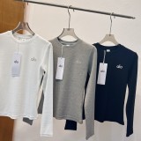In stock 2025 Spring/Autumn ribbed long-sleeve round-neck base shirt, soft and skin-friendly, casual, versatile, slimming