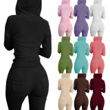 HR8235 European and American women's clothing, best-selling item on the international platform, new autumn and winter collection, double-sided fleece vest with hood, three-piece set