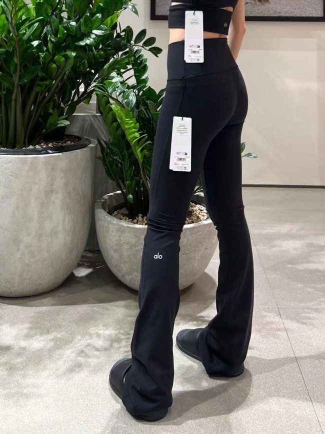 Yoga pants with reflective lettering, high-waisted, slightly flared, butt-lifting, tight-fitting, comfortable long pants for outdoor wear